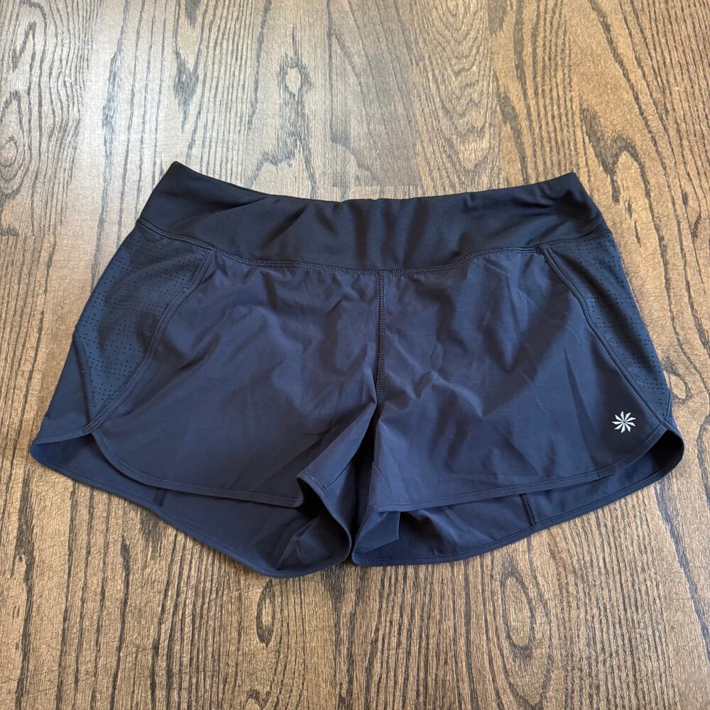 Athleta Womens Solid Black Athletic Running Shorts with Liner Size Medium